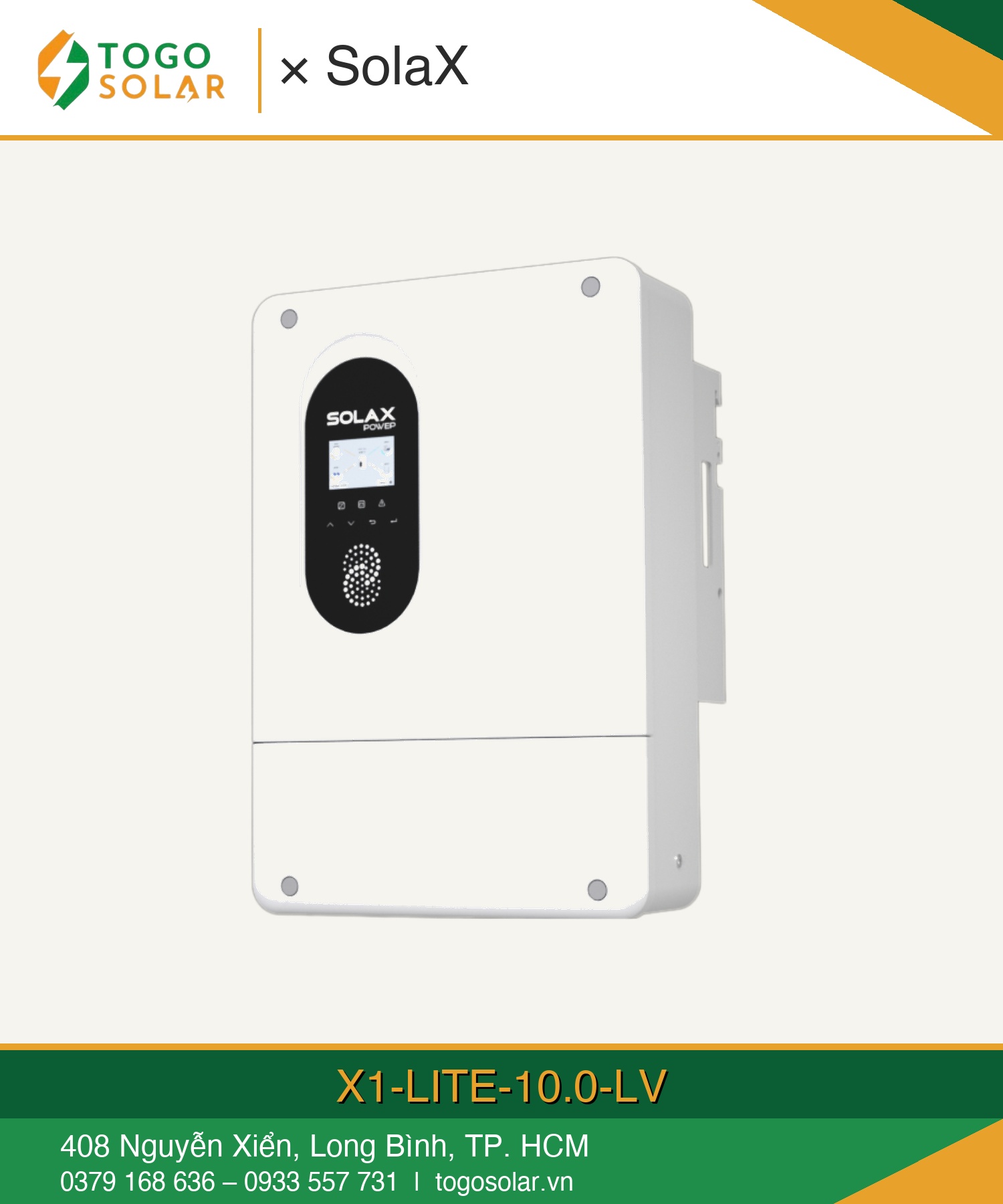 Inverter Hybrid SolaX 10kW 1 Pha X1-LITE-10.0-LV chính hãng TOGOSOLAR