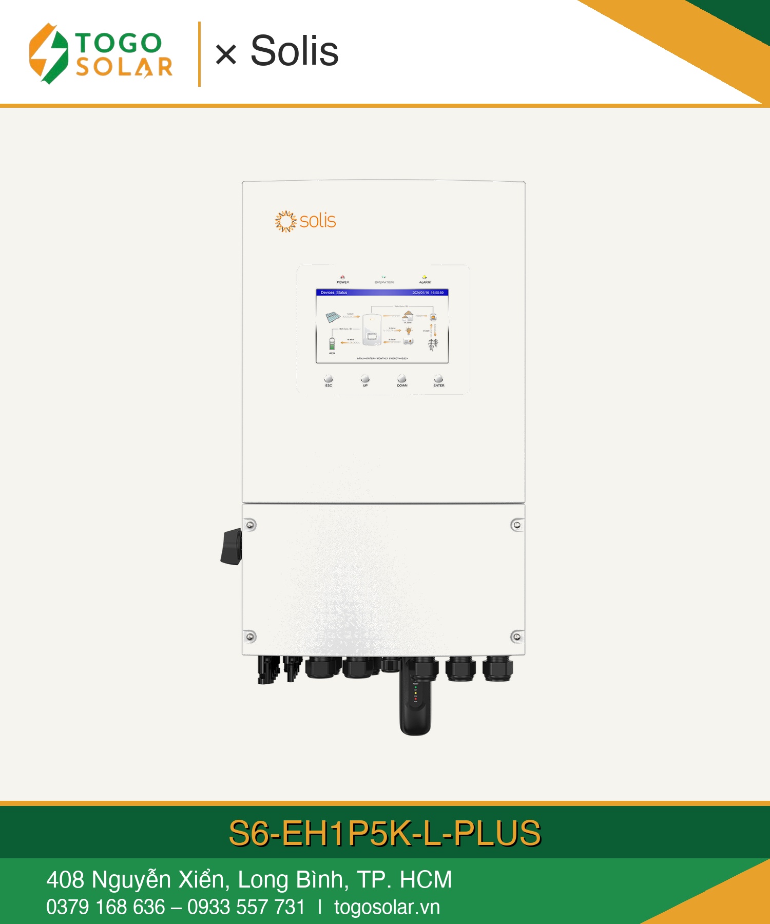 Inverter Hybrid Solis 5Kw 1 Pha S6 Eh1P5K L Plus Togosolar 01