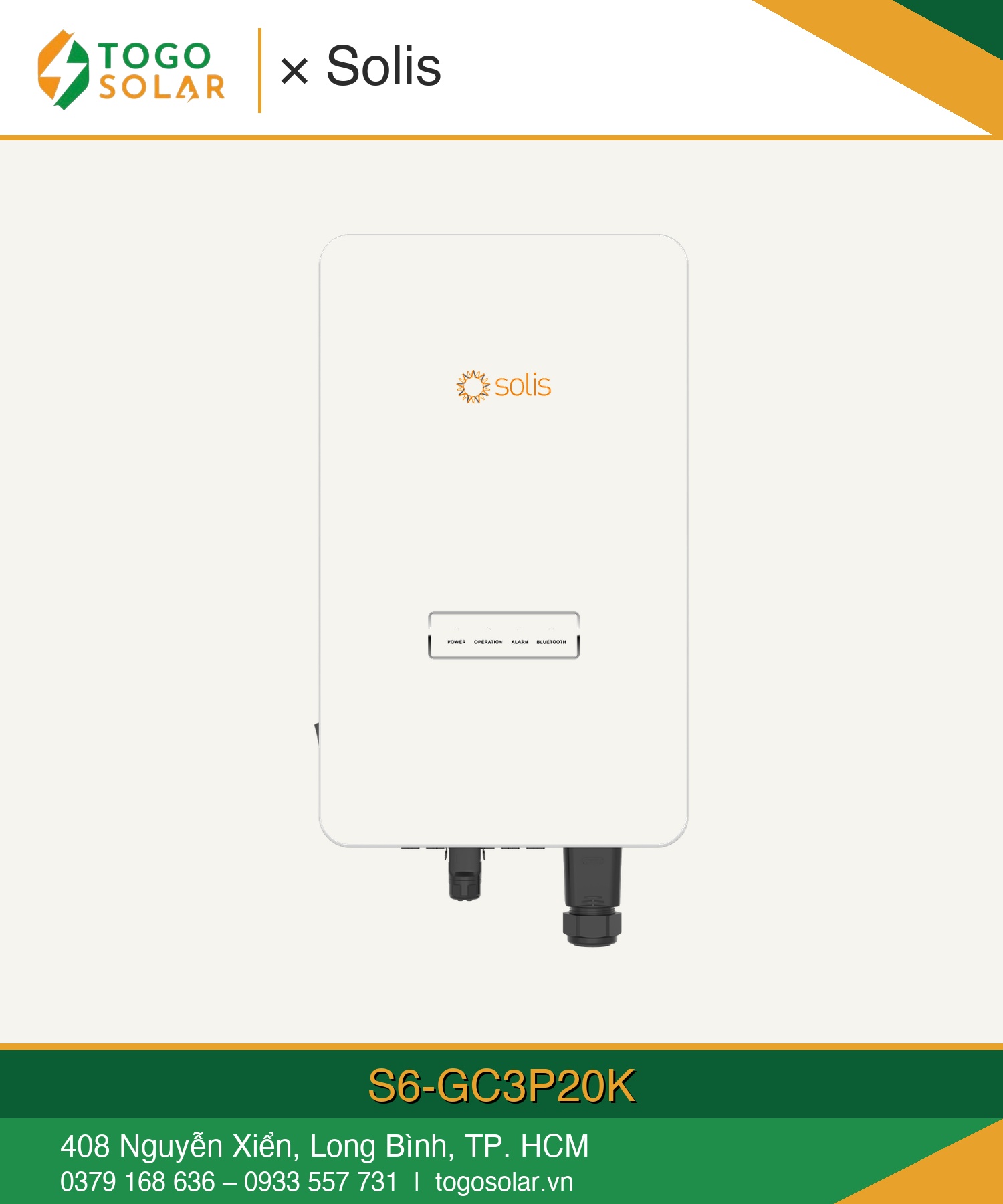 Inverter Solis Hòa Lưới 20kW S6-GC3P20K chính hãng TOGOSOLAR